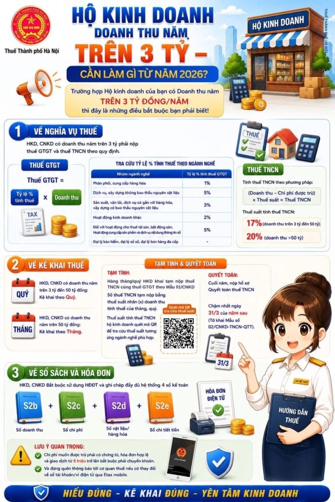 Hộ Kinh Doanh Có Doanh Thu Trên 3 Tỷ Đồng (Quy Định Từ Năm 2026)